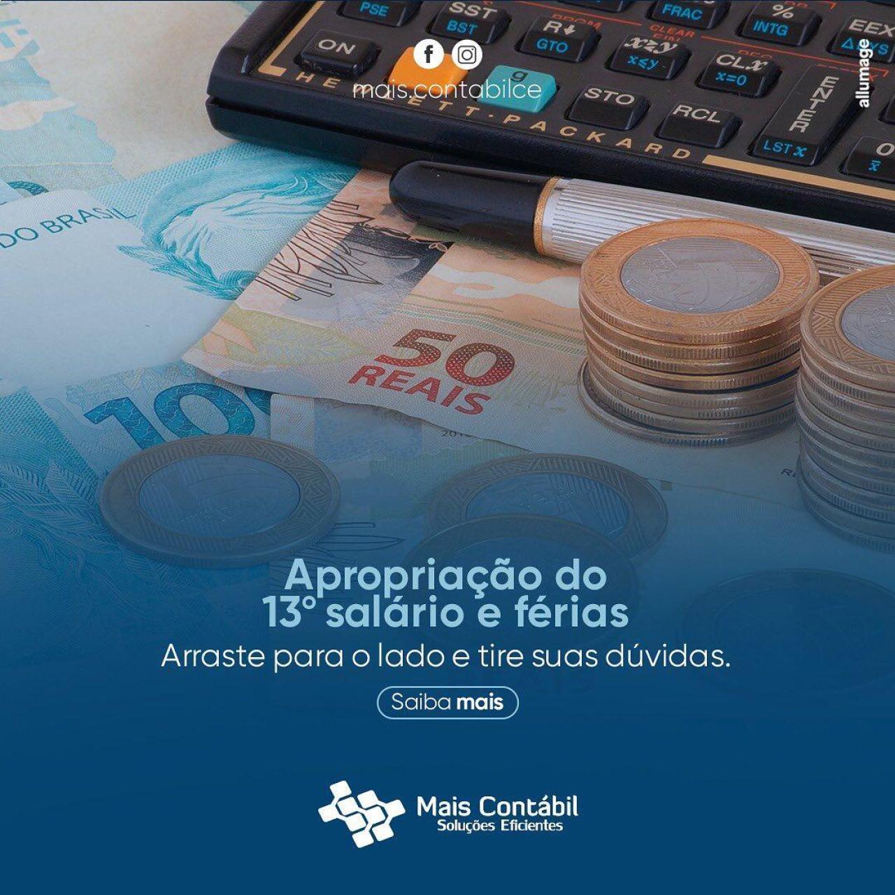 Apropriação do 13° salário e férias