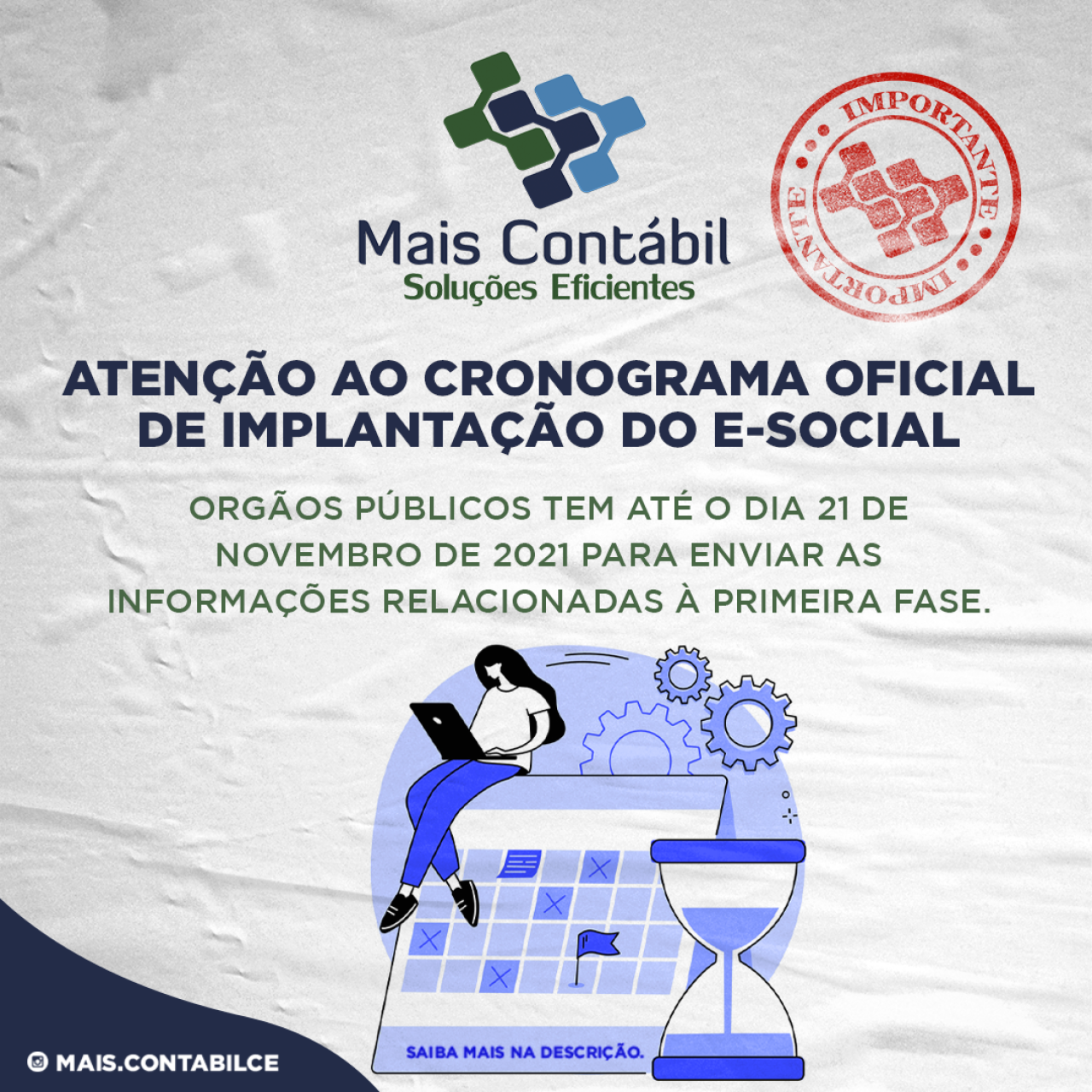 Atenção ao cronograma oficial de impantação do e-social